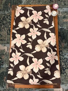 Floral Long Skirt in Brown with Pink Accents